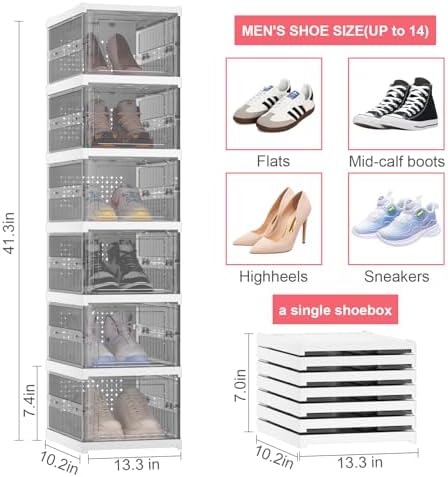 Foldable Shoe Storage Organizer, Stackable Boxes - Image 3