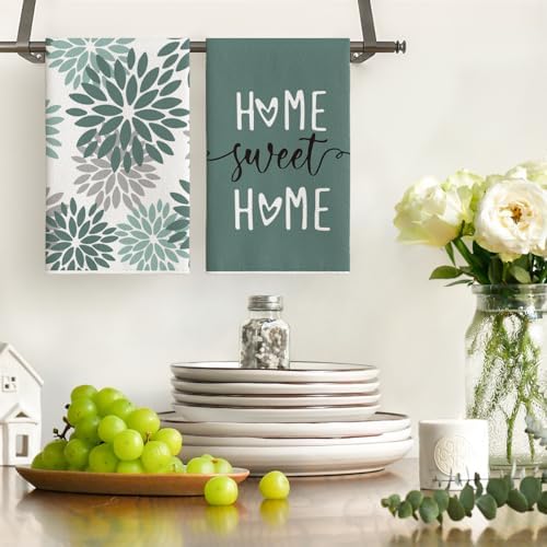 Artoid Mode Green Home Sweet Home Stripes Boho Spring Kitchen Towels Dish Towels - Image 2