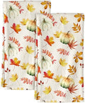 Miss Adola 150GSM Flour Sack Kitchen Towels Set of 2, Pumpkin Leaf by MissAdola