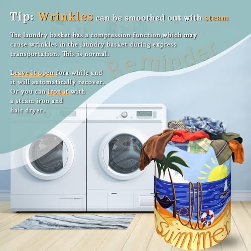Funny Summer Laundry Basket Oxford Cloth Foldable Hamper 18.9x16.5 Inch - Image 6