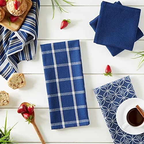 DII Assorted Woven Kitchen Set, Nautical Blue, 5 Piece - Image 6