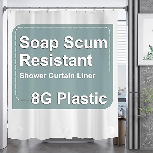 AmazerBath White Shower Curtain Liner Plastic, PEVA Shower Curtain Heavy Duty by AmazerBath