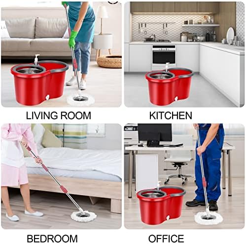Spin Mop and Bucket with Wringer Set, 360° Spinning Mop Bucket System with 3 - Image 5