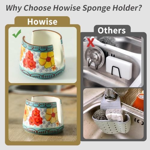 Sponge Holder for Kitchen Sink, Ceramic Dish Sponge Dish Rack Scrubby Caddy - Image 7