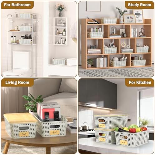 Stackable Storage Baskets: 8 Pack Plastic Baskets Bins - Image 5