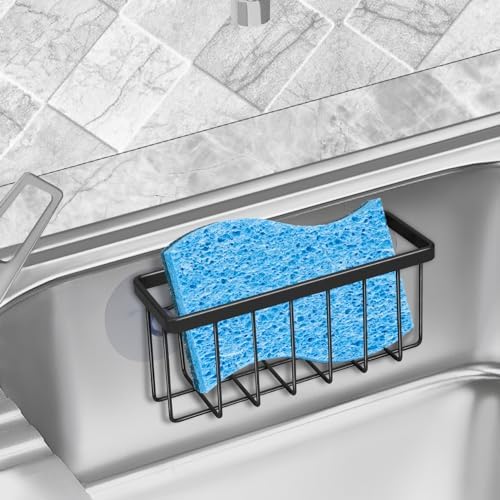 SHFKS Sponge Holder for Kitchen Sink Suction, Dish Sponge Holder-Black - Image 5