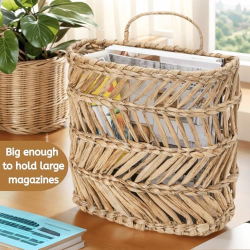 YOUEON Large Woven Hanging Storage Basket, Handwoven Front Door Flower Baskets - Image 5