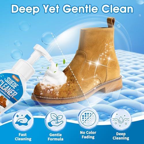 Suede Shoe Cleaner, Suede & Nubuck Cleaner Removes Dirt and Stains, No-Rinse - Image 2