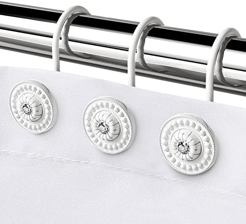 White Shower Curtain Hooks, Rust Proof Shower Curtain Rings by iToplin