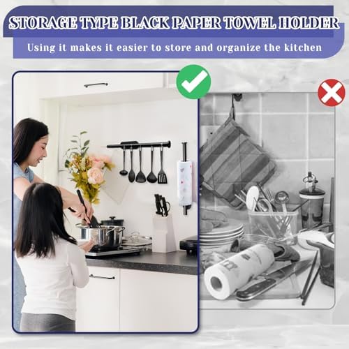 Black Paper Towel Holder, Self Adhesive Paper Towel Holder Under Cabinet - Image 6