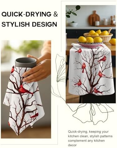 Miss Adola 2 Pack 150GSM Flour Sack Kitchen Towels, Winter Bird - Image 4