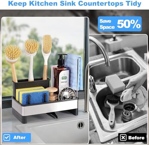 Sponge Holder for Kitchen Sink Caddy Organizer, Dish Brush Holder - Image 6