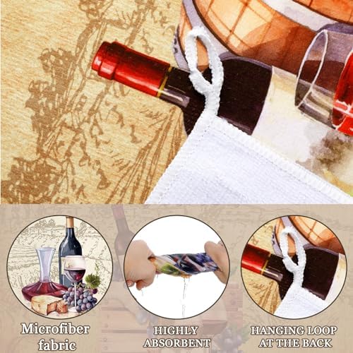 Bencailor 6 Pcs Red Wine Kitchen Towels Decorative Sets Dish Towels Absorbent - Image 5