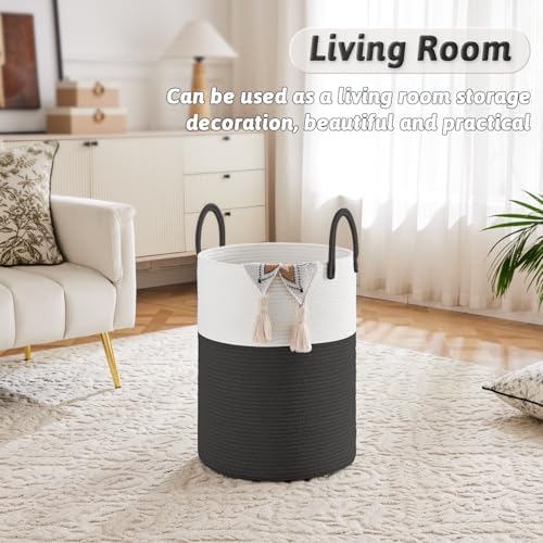 Artfeel Laundry Basket, Woven Cotton Rope Laundry Hamper, 60L - Image 5