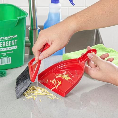 Restaurantware Red and Black Mini Dustpan and Brush Set, 40 Ct - Image 5