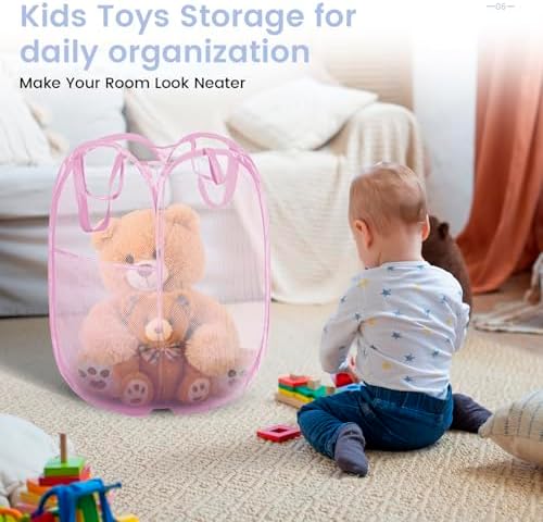 HOUSE AGAIN 2Pack Strong Mesh Pop Up Laundry Hamper, 70L Collapsible Laundry - Image 3