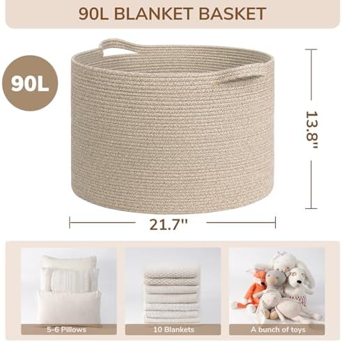 INDRESSME XXXLarge Woven Wicker Blanket Basket Living Room - Image 2