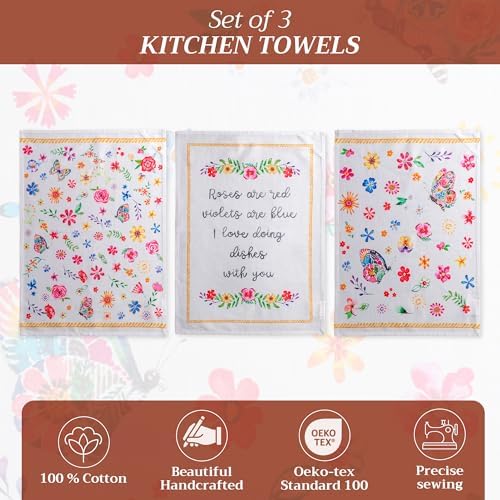 Maison d' Hermine Kitchen Towels Set of 3 Reusable 100% Cotton 27.50" x 20" - Image 2
