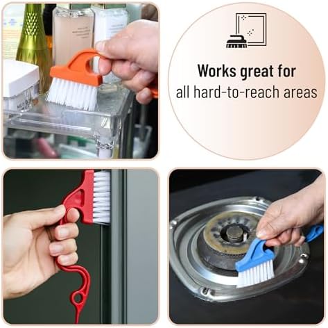 Slick- Window Track Cleaning Brush, 4 Pack, Colorful Ergonomic Handle, Built-in - Image 6