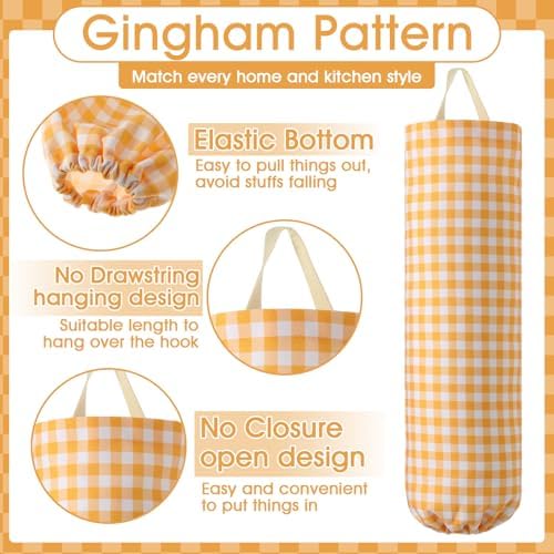 Gingham Plastic Bag Holder for Grocery Bag - Image 4