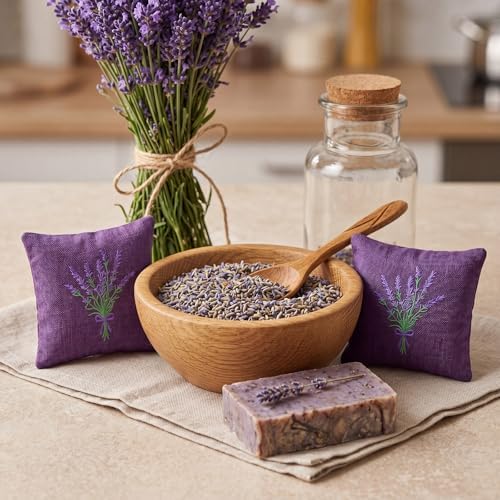 SATINIOR 6 Pack Lavender Sachet Bags Sachet Empty Bags 6x6 Inch Embroidered - Image 5