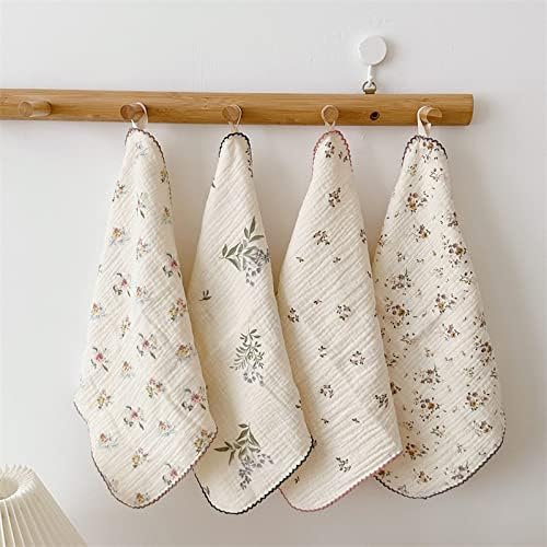 BuLuTu Floral Cleaning Cloths Kitchen Cotton Dish Towels 4 Pack by BuLuTu