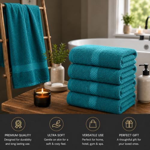 DAN RIVER 600 GSM Cotton Large Bath Towels Set of 4, 27 x 54 Inches - Image 4