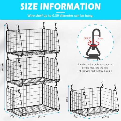 3-Pack Hanging Laundry Room Organizaton：Foldable Laundry Basket Wire Basket - Image 6