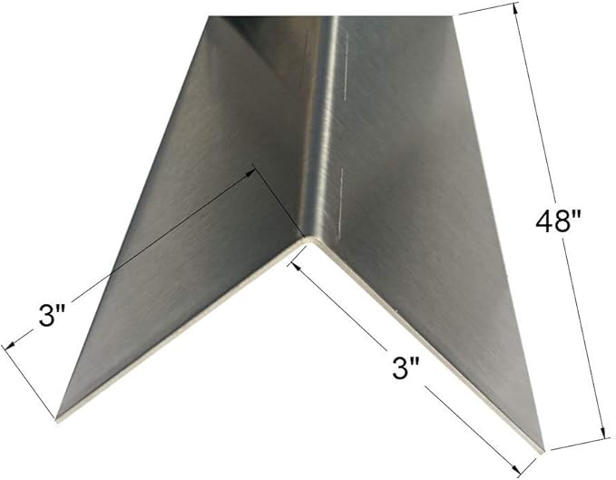 Brushed 304 Stainless Steel Corner Guards, 48" Wall Protectors, 20ga & 16ga, Available in 1/2" to 4", Multi-Pack Options (1, 2, 5, or 10) (2, 3 x 3, 16ga, No Hug Edges)