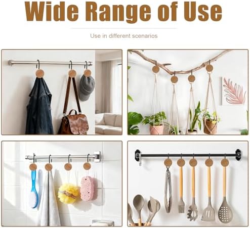 Shower Curtain Hooks, Wood Decorative Shower Curtain Rings, Modern Round Log - Image 6