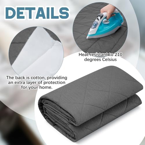 Treela 58" x 72" 2 Yard Heat Resistant Quilted Fabric Ironing, Dark Grey - Image 3