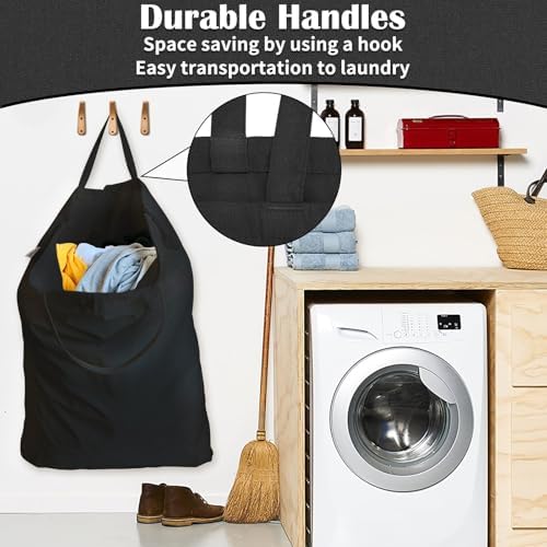 Canvas Laundry Bag 33"Wx 35"H, Extra Large Heavy Duty Hamper Liner, XL Black - Image 5