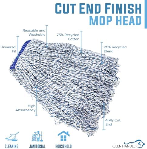 Kleen Handler Cut End Finish Mop Head Replacement, Universal Headband - Image 2