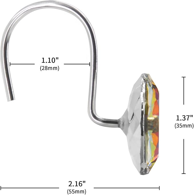 Colorful Diamond Crystal Bling Shower Curtain Hooks Rings - Image 5