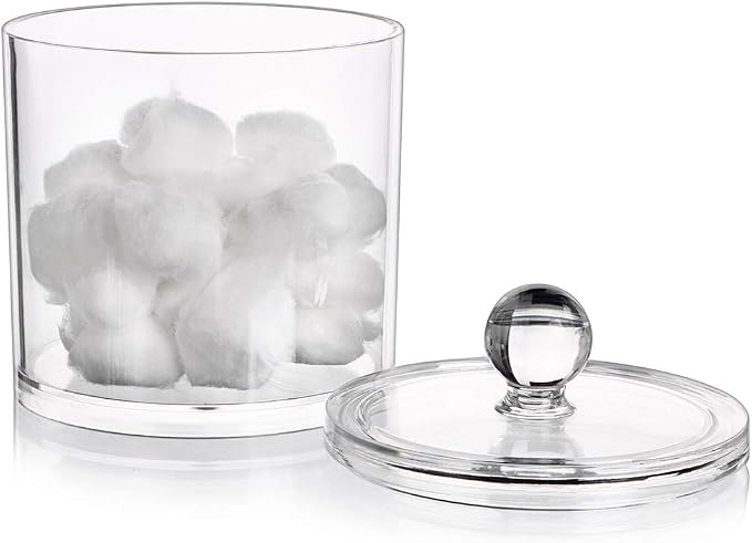 Hipiwe Cotton Ball and Swab Holder Organizer Clear Acrylic Apothecary Jar - Image 3