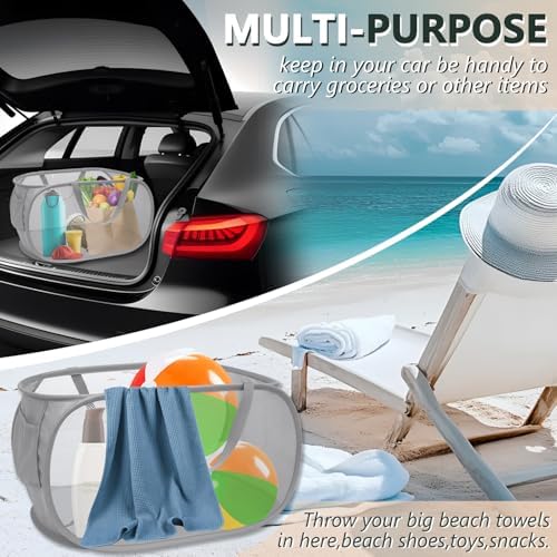 Collapsible Laundry Hamper Basket, Pop Up Mesh Foldable Bag - Image 5