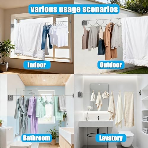 Retractable Clothesline Indoor Outdoor Non-Sag 16.2Ft Stainless Line - Image 5