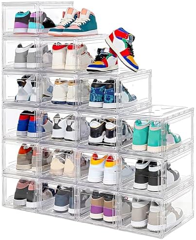 MMBABY 12 Pack Acrylic Clear Shoe Boxes, Ultra Clear Stackable Sneaker Display by MMBABY