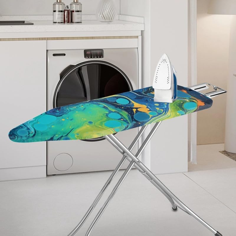 Turquoise Marble Fluid Steam Ironing Board Cover Green Blue Watercolor Splash - Image 2