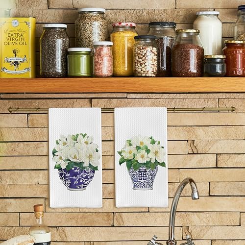 Chinoiserie Vase Kitchen Tea Towel Set of 2 - Image 2