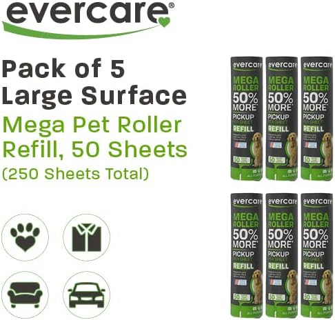 Evercare Pack of 6 10" Wide Large Surface Mega Pet Roller Refill, 50 Sheets Each - Image 3