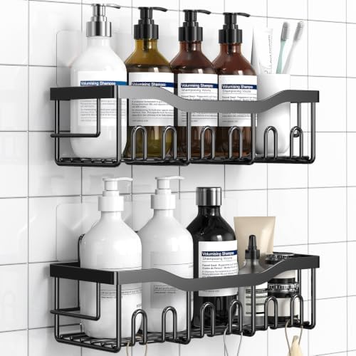 Shower Caddy 2 Pack, Adhesive Shower Organizer by EUDELE