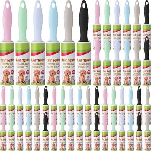 Hushee 48 Pcs Mini Lint Roller for Travel Size, Pet Hair Remover by Hushee