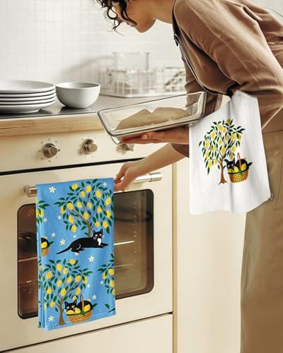 Miss Adola Flour Sack Kitchen Towels Set of 4, Lemon Grove Cat - Image 6