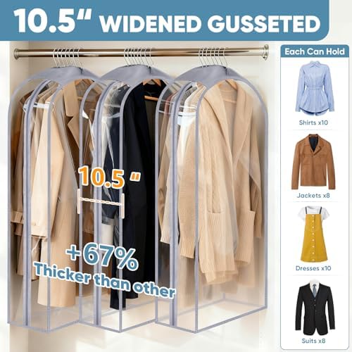 BALEINE 9PK Clear Garment Bags for Hanging Clothes - Image 3