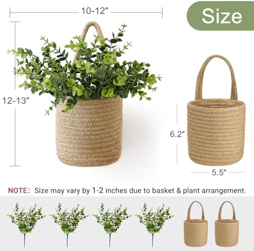 Dahey 2Pcs Woven Hanging Wall Basket 5.5"W×6.2"H - Image 3