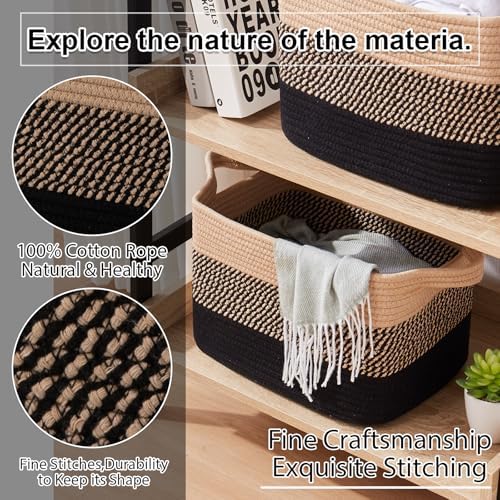 OIAHOMY 30L Storage Basket Large Blanket Basket Living Room Black & Brown - Image 5