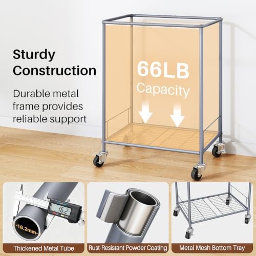 170L Large Laundry Basket with Wheels, Rolling Laundry Hamper Easy Access - Image 5