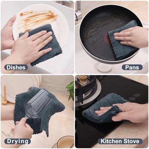 Homaxy 12 Pack Super Soft & Absorbent Dish Cloths, Dark Grey - Image 4