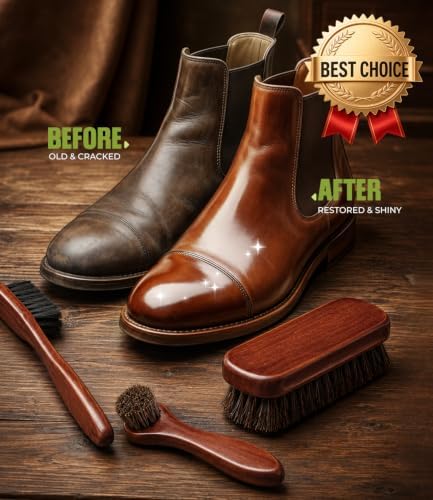 4-Piece Horsehair Shoe Brush Shine Kit, Shoe Polish Brush Set - Image 2